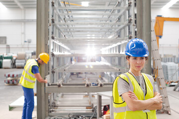 Workers in steel factory