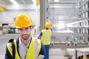 Workers in steel factory