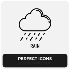 Rain thin line icon. Weather symbol, forecast. Vector illustration.