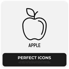 Apple thin line icon. Healthy organic food. Vector illustration.