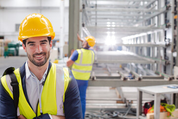 Workers in steel factory