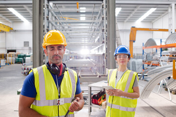 Workers in steel factory