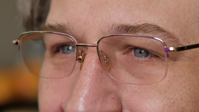 a person looks at the interlocutor and experiences various emotions