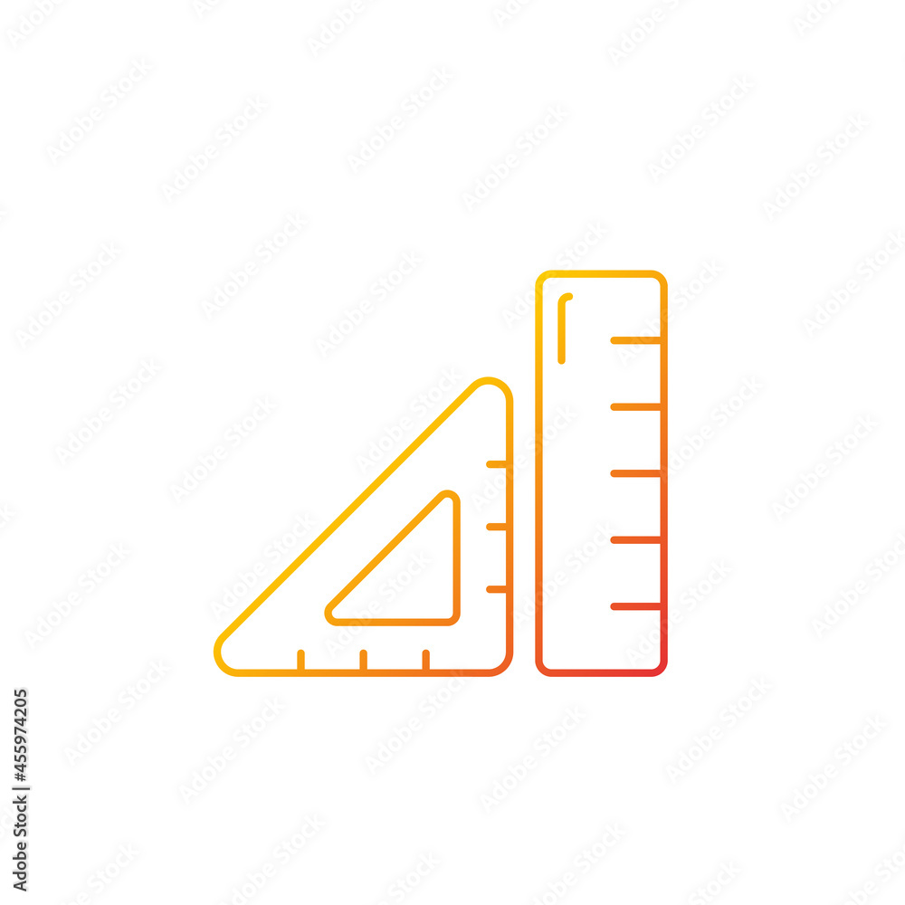 Poster ruler gradient linear vector icon. device for geometry class. tool for drawing straight lines, measu