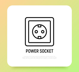 Power socket thin line icon. Modern vector illustration.