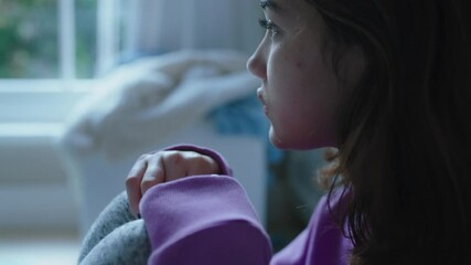 sad teenage girl crying at home feeling alone depressed teen thinking of emotional break up sitting in bedroom - Powered by Adobe