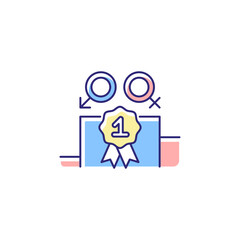 Gender equality RGB color icon. Enjoy equal rewards. Gender parity. Male and female compete together equally. Gender-balanced participation. Isolated vector illustration. Simple filled line drawing