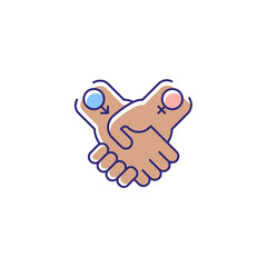 Equitable relationships RGB color icon. Partnership between women and men. Gender equality achievement. Non-discrimination. Human rights. Isolated vector illustration. Simple filled line drawing