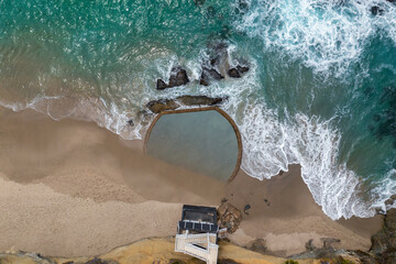 Laguna Beach, California coast. Natural ocean swimming pool on beach.