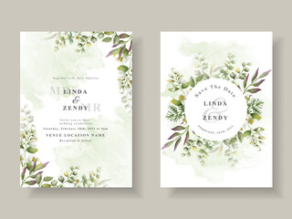 Greenery floral wedding invitation template