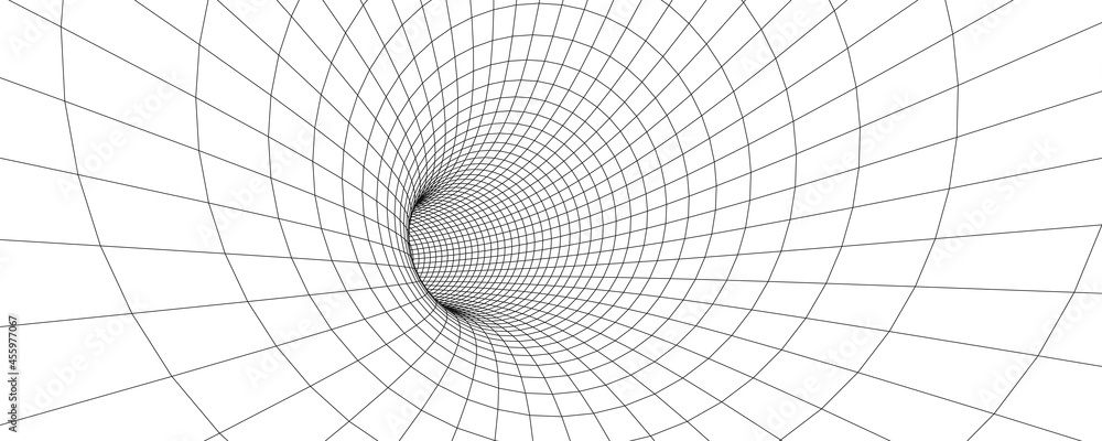 Poster wireframe abstract tunnel. 3d tunnel grid. futuristic 3d portal. network cyber technology. vector il