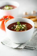 Traditional homemade gazpacho soup