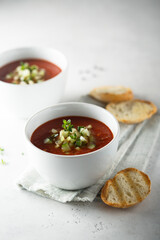 Traditional homemade gazpacho soup