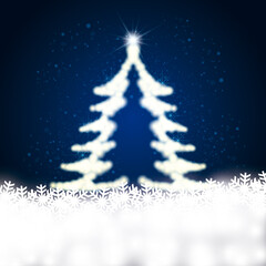 雪の結晶と輝くクリスマスツリー