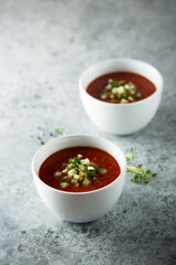 Traditional homemade gazpacho soup