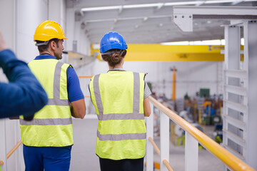 Supervisor and worker in factory