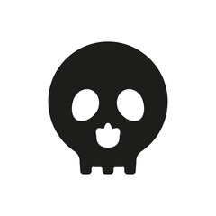 Skull icon. Danger sign. Death head black silhouette symbol. Vector illustration isolated on white background
