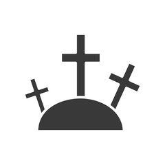 Tombstone icon. Rip grave burial symbol black silhouette. Religion and Halloween concept. Vector illustration isolated on white.