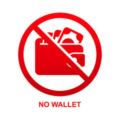 No wallet sign isolated on white background vector illustration.