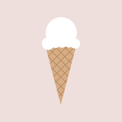 ice cream in waffle cone isolated on white background	
