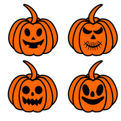 Pumpkin vector isolated on white background.  Orange color pumpkin illustration with smile for halloween celebration banner, greeting, wallpaper design