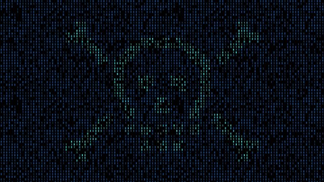 Digital piracy technology computer code. crime symbol