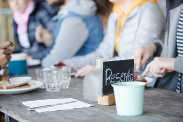 Friends dining together outdoors