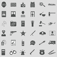 Police Icons. Sticker Design. Vector Illustration.