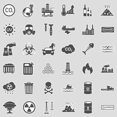 Pollution Icons. Sticker Design. Vector Illustration.