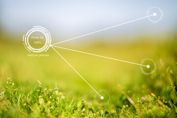 Future innovation for smart ecology system. Automatic measurement, analysis of air purity and freshness. Environmental technology concept for preventing pollution. Fresh beautiful nature background
