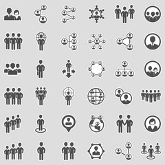People Connection Icons. Sticker Design. Vector Illustration.