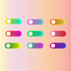 Buttons for applications and sites different designs. Gradient