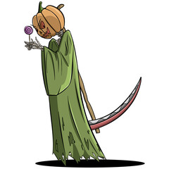 Vector Illustration of Jack o' Lantern who actually the Death. Perfect for Halloween event.