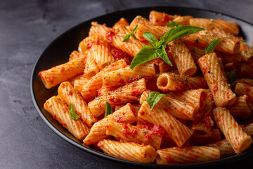 Penne pasta with tomato sauce