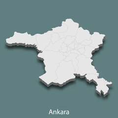 3d isometric map of Ankara is a city of Turkey