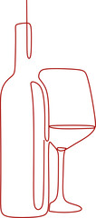 Wine bottle and glass line