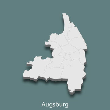 3d isometric map of Augsburg is a city of Germany