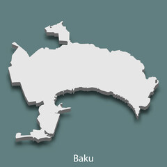 3d isometric map of Baku is a city of Azerbaijan