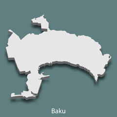 Fototapeta premium 3d isometric map of Baku is a city of Azerbaijan
