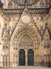 Fototapeta na wymiar Prague, Czech Republic - August 30, 2021: Details of St. Vitus cathedral in Prague castle. popular tourist attraction. Travel and sights of city breaks. landmarks, travel guide and postcard.