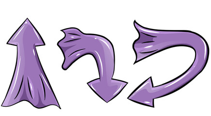 Vector illustration of doodle purple arrows with 3 directions . Prefect for presentation and many editorial design and etc.