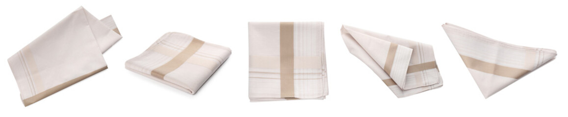 Set with handkerchiefs on white background. Banner design
