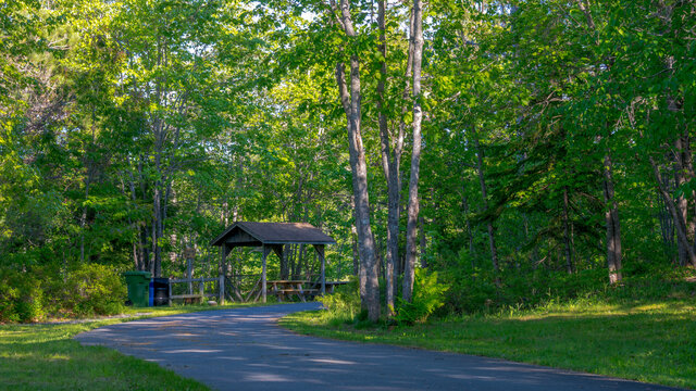 Picnic table and resting place for people visiting a popular Provincial Park in Nova Scotia.
