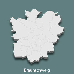 3d isometric map of Braunschweig is a city of Germany
