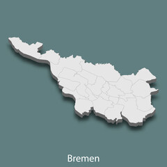 3d isometric map of Bremen is a city of Germany