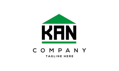 KAN three letter house for real estate logo design