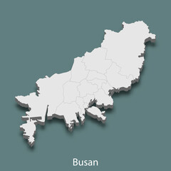 3d isometric map of Busan is a city of Korea