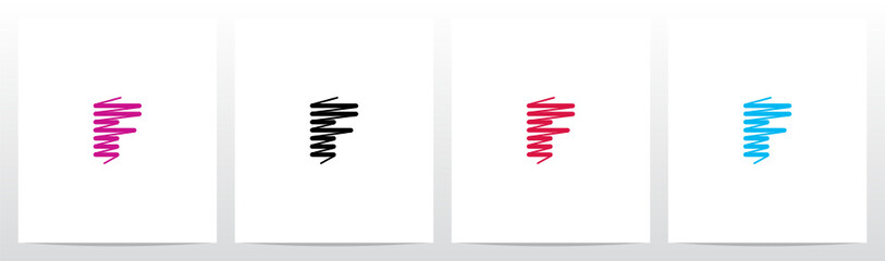  Scribble Forming Letter Logo Design F