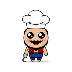 cute pirate chef design mascot kawaii