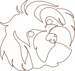 Dog one  line art vector drawing